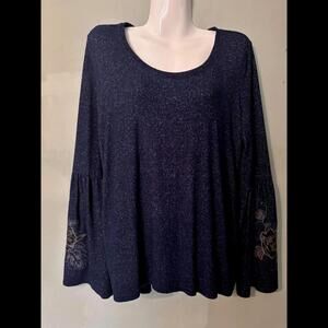 Simply Vera Navy Blue Embroidered Top